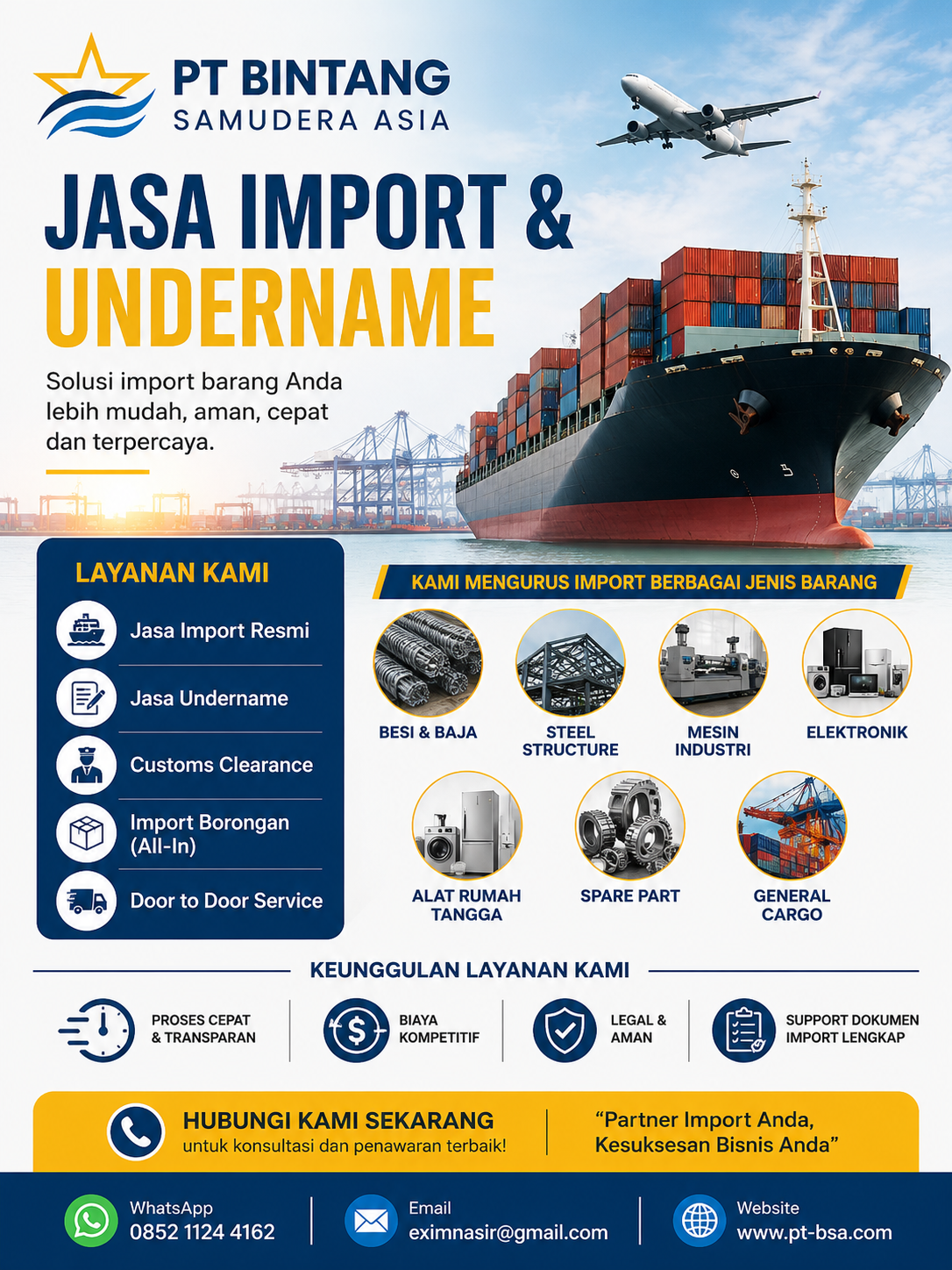 jasa import barang resmi & undername besi baja
